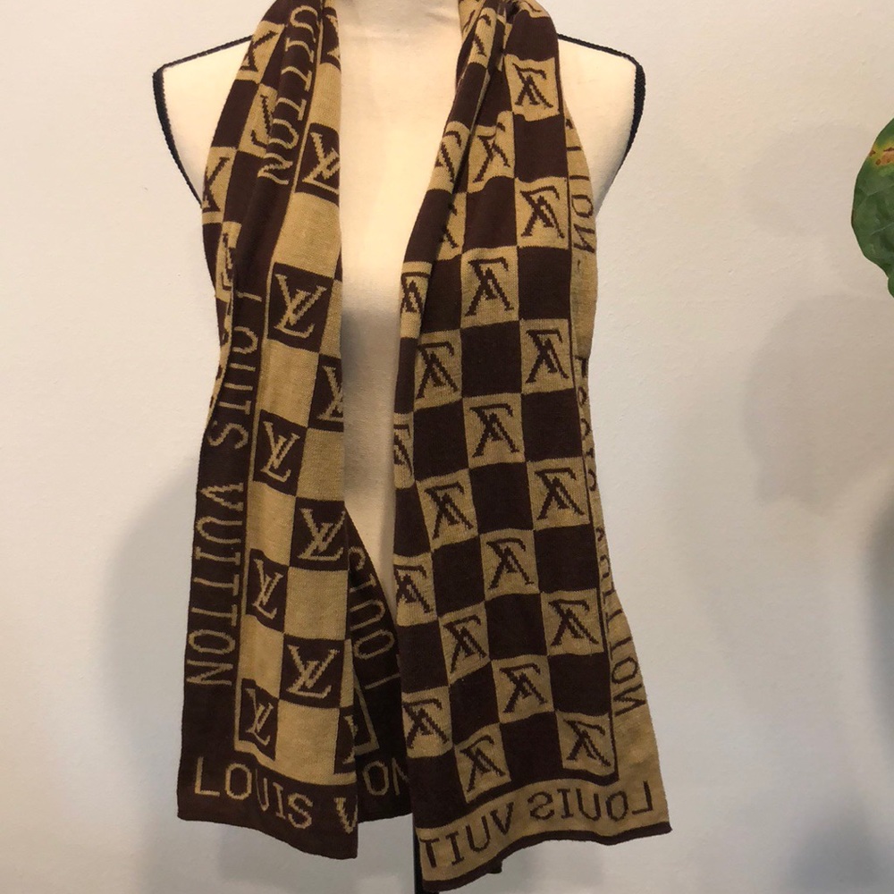 Louis Vuitton Brown and Tan Scarf